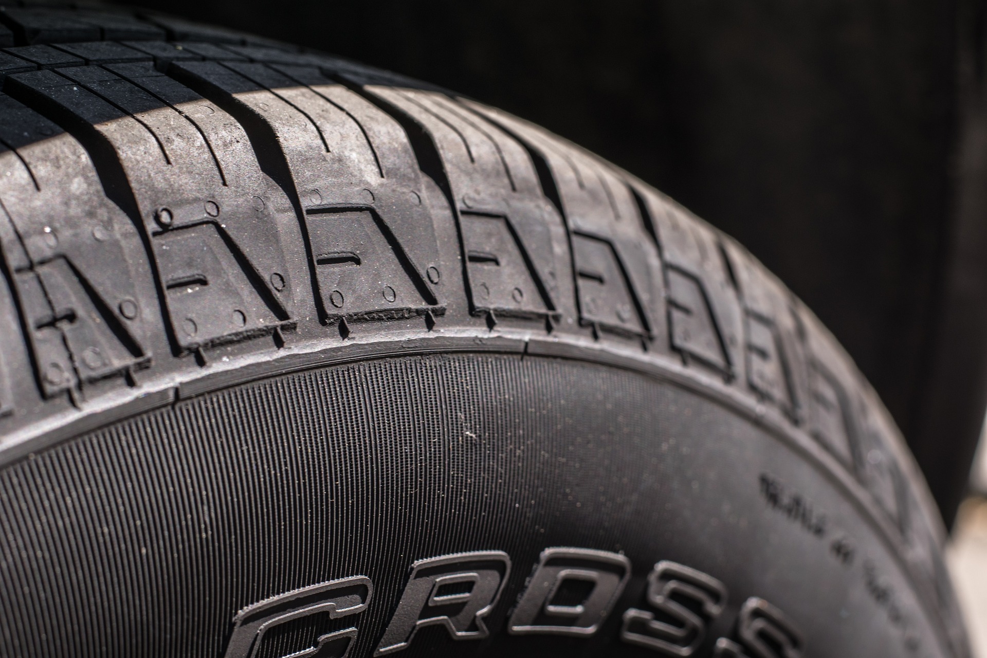 A close up of a car tire