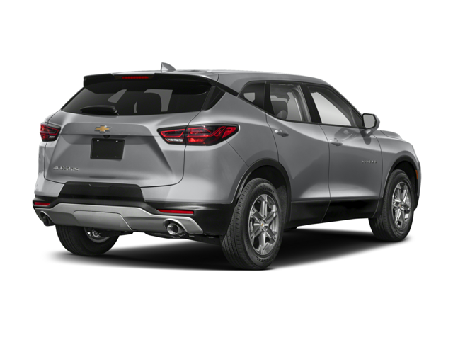 A silver Chevrolet Blazer in a white background