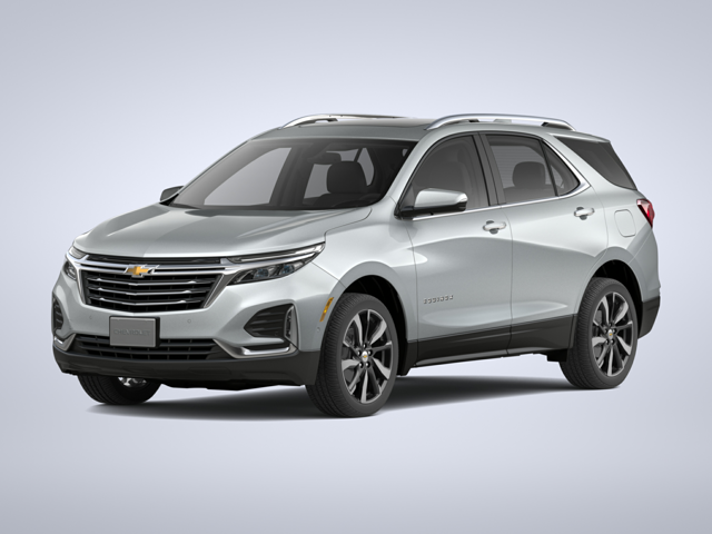 A silver Chevy Equinox in a clear background